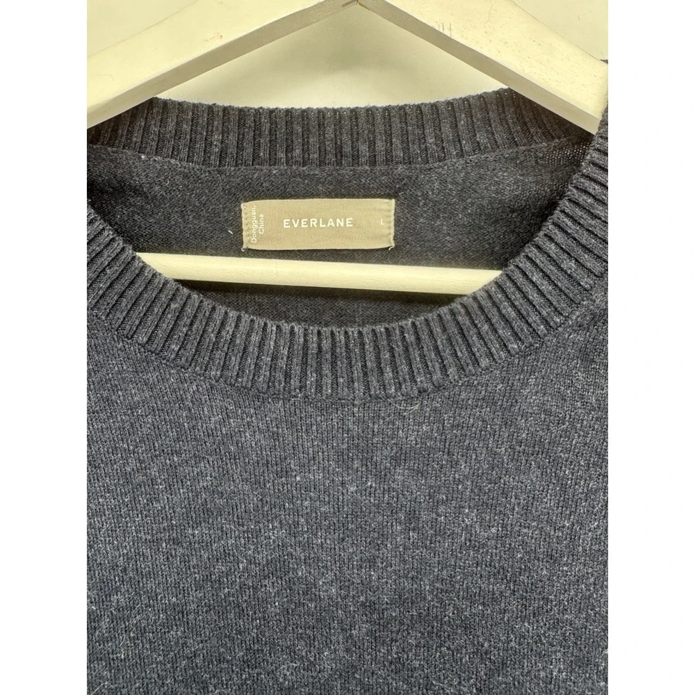 Everlane Mens Navy Blue Organic Cotton Coolmax Crewneck Sweater Size L Large